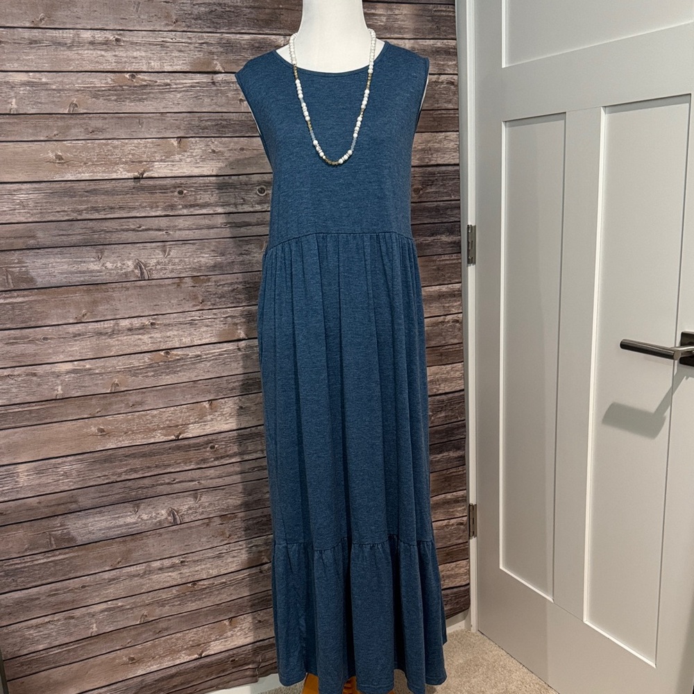 Sleeveless Blue Maxi Dress